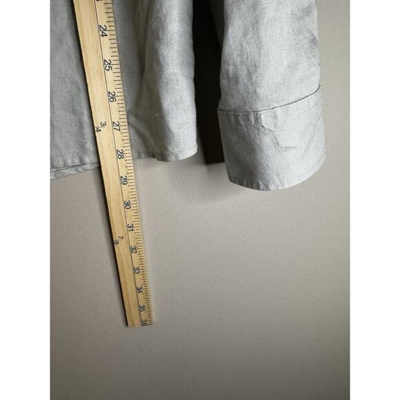 ZARA Blue Gray Linen Button-Down Shirt Boxy Loose Oversized Unisex - Picture 2 of 6